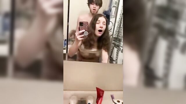 Brother and Sister Fucking in front of the mirror - 5 image