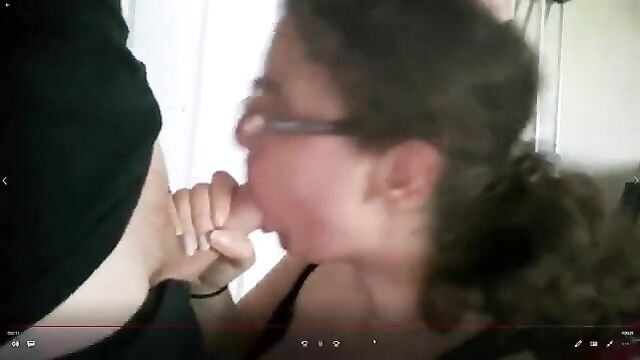 Sister in glasses gives her brother a blowjob after an accident - 4 image