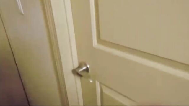 Young brunette daughter drags her father to her room for a blowjob and incest sex - 1 image