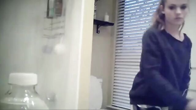 Lusty father films spy camera and watches daughter take a shower - 1 image