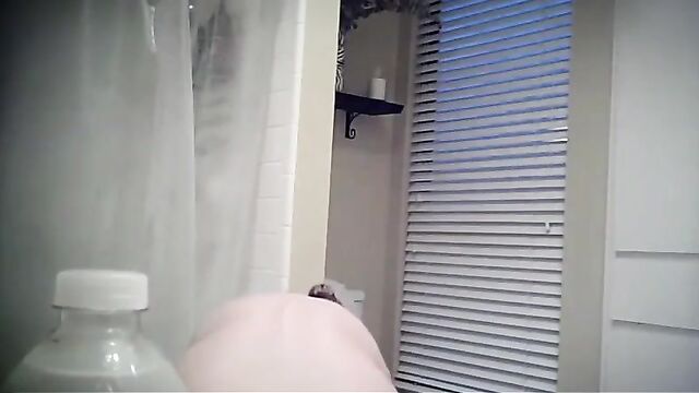 Lusty father films spy camera and watches daughter take a shower - 4 image