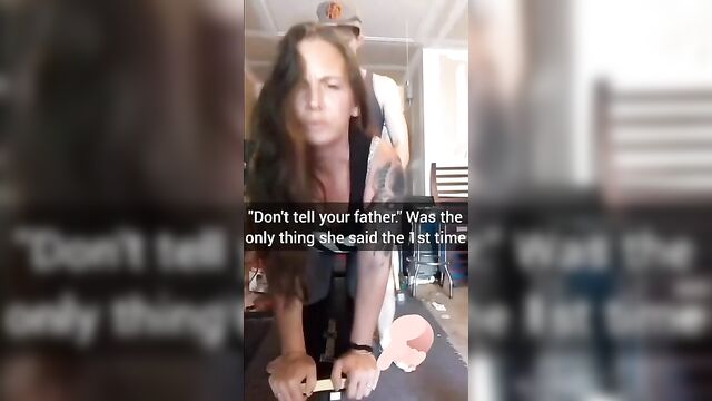 Son fucks mom in the garage and cum in her