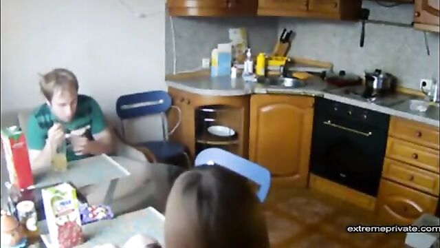 When we stay at our vacation home, my sister walks around naked with a wet pussy all day long - 2 image