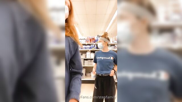 Real mother and daughter flashing tits in the mall - 2 image