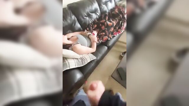 Jerking off my dick on my sleeping sister - 1 image