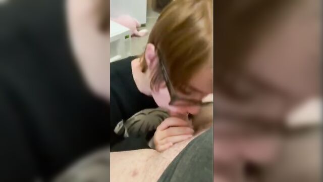 Daughter with Glasses Works the Nut Out of a Cock - 3 image