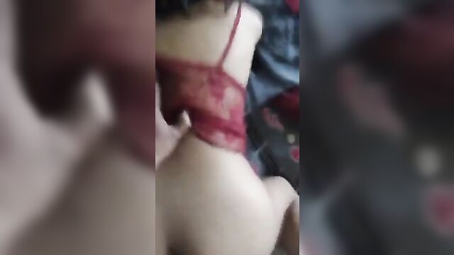 Real incest sex with Spanish mother in red lingerie and Son - 5 image