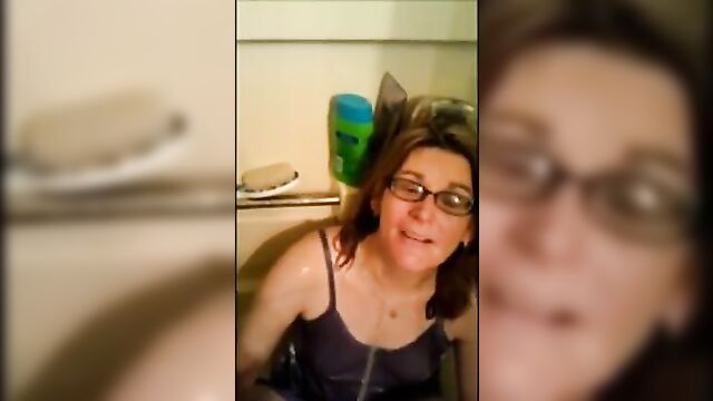 Perv Son Pissing on Mom with Glasses - 5 image
