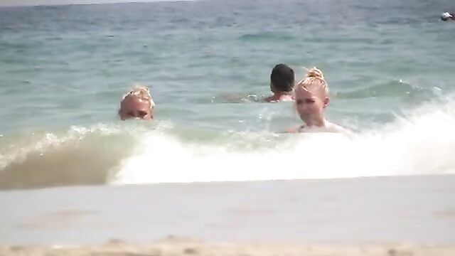 Pretty Twin Sisters Topless on the Vacation - 3 image