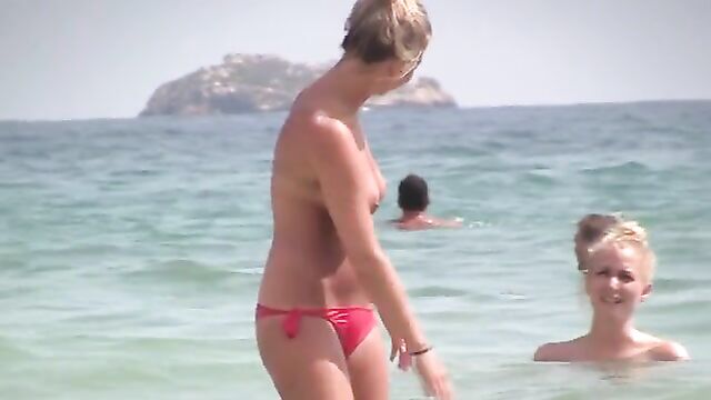 Pretty Twin Sisters Topless on the Vacation - 4 image