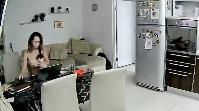 Pretty sister is watching incest porn secretly IP cam - 1 image