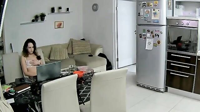 Pretty sister is watching incest porn secretly IP cam