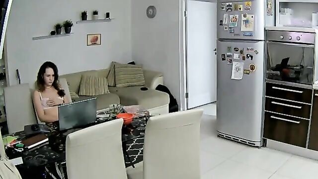 Pretty sister is watching incest porn secretly IP cam - 3 image