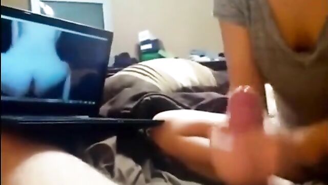 Brother and Sister Hand, head and cum in mouth - 3 image