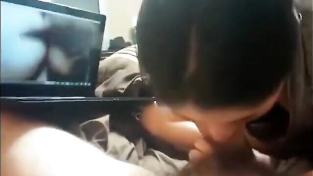 Brother and Sister Hand, head and cum in mouth