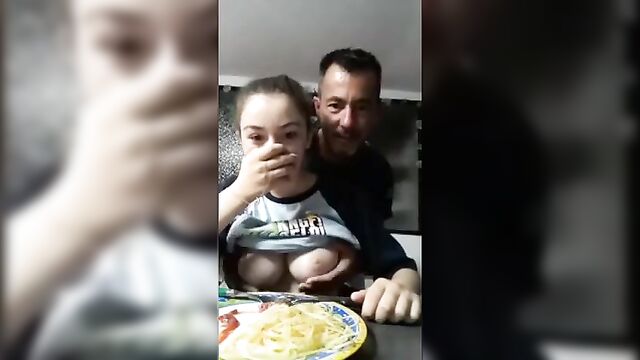 Let Dad show your tits on webcam