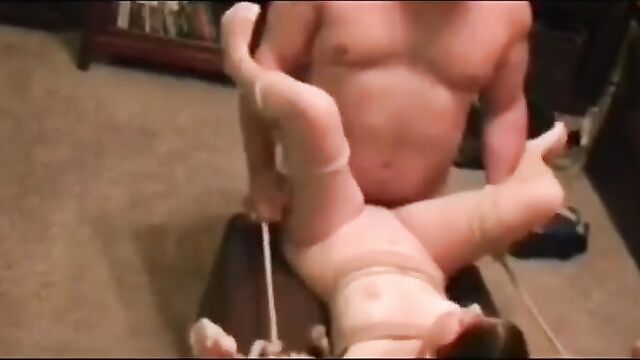 Petite BDSM Daugher hogtied and pounded by her Muscle Daddy